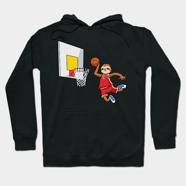 Sloth Basketball Funny Basketball Gift Hoodie by CatRobot